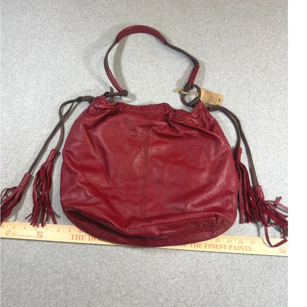 Lucky‎ Brand NWT Hobo Bag Womens Large Red Leather Vintage Inspired Tassel Boho